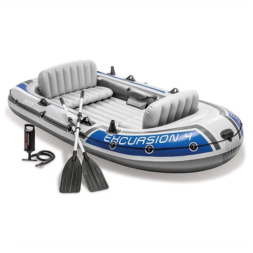 Intex Excursion 4 Person Inflatable Boat with 2 Oars